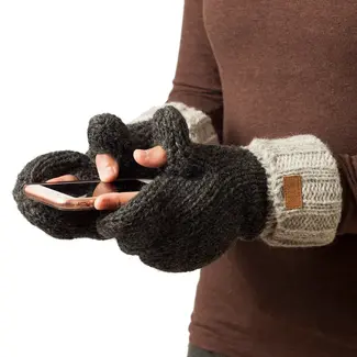 Nepal Collingwood Texting Mittens - Charcoal