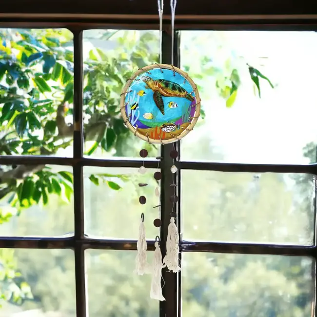 Turtle - Rattan Ring Capiz Chime