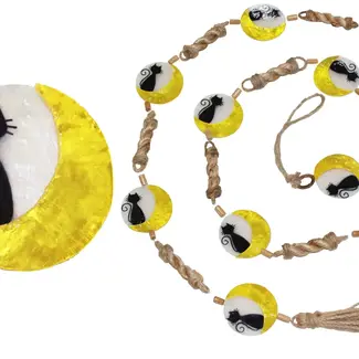Philippines Cat & Moon Abaca Rope Capiz Garland Philippines Cat & Moon Abaca Rope Capiz Garland