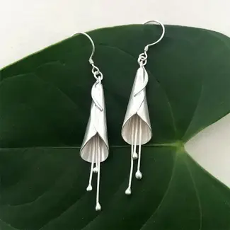 Indonesia Earrings  - Calla Lily, Sterling Silver