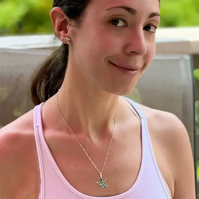 Abalone Hummingbird Necklace - Sterling Silver