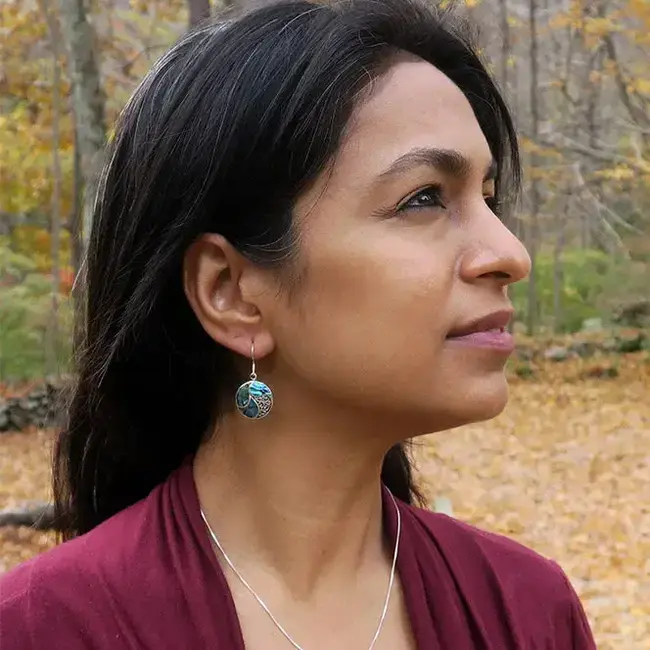 Abalone Dragonfly Circle Earrings - Sterling Silver