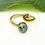 Indonesia Blue Topaz Spiral Ring - Brass