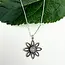 Rainbow Moonstone Flower Necklace - Sterling Silver