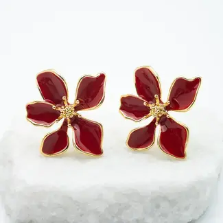 China Earrings  - Bloom in Red