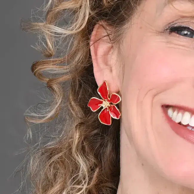 Bloom Earrings in Red