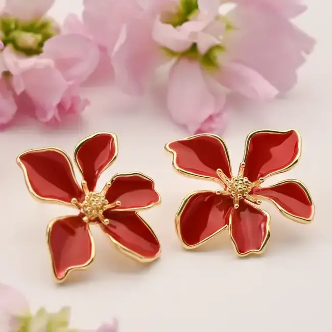Earrings  - Bloom in Red
