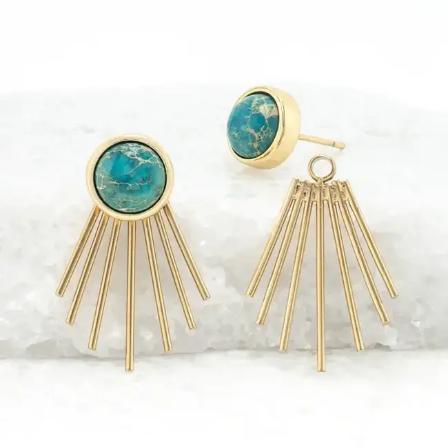 Caroline Emperor Stone Stud & Fringe Earrings