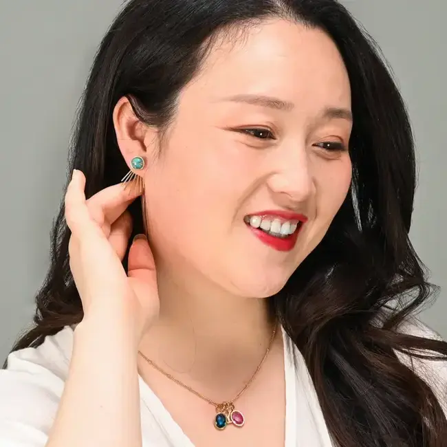 Caroline Emperor Stone Stud & Fringe Earrings