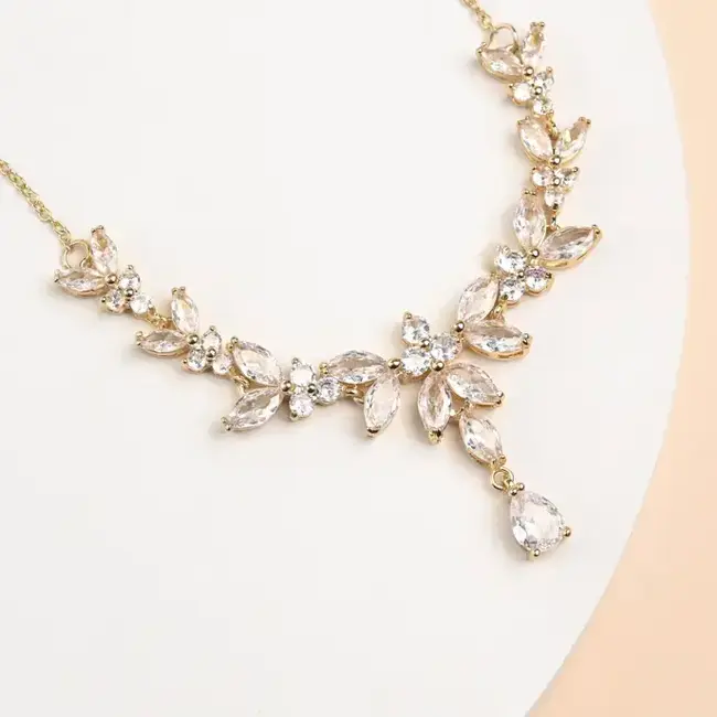 Golden Chandelier Zircon Necklace