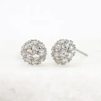 China Earrings  - Lustre Bloom Studs in Platinum