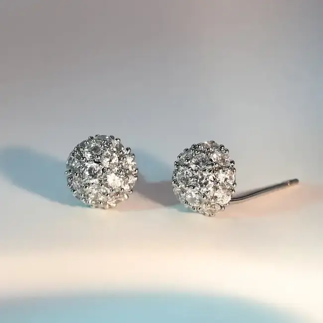Earrings  - Lustre Bloom Studs in Platinum