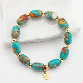 China Sierra Bloom Turquoise Emperor Stone Beaded Bracelet