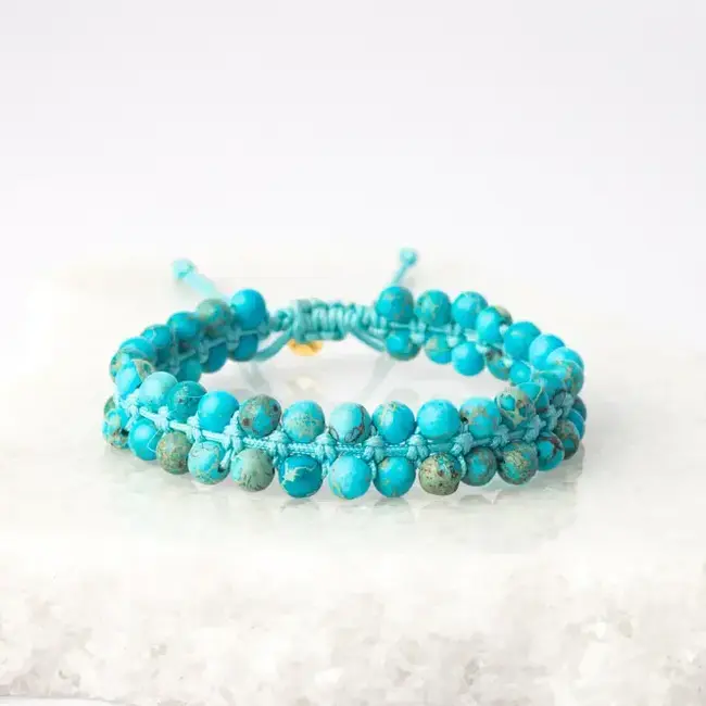 Wear Blue Handwoven Beaded Bracelet in Turquoise