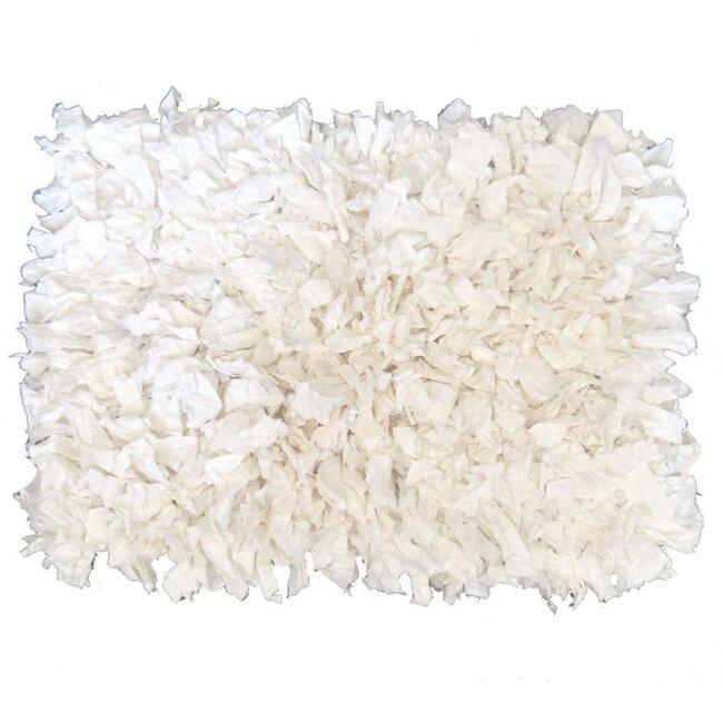Rag Rug, Fluffy White Recycled Cotton 45x60cm