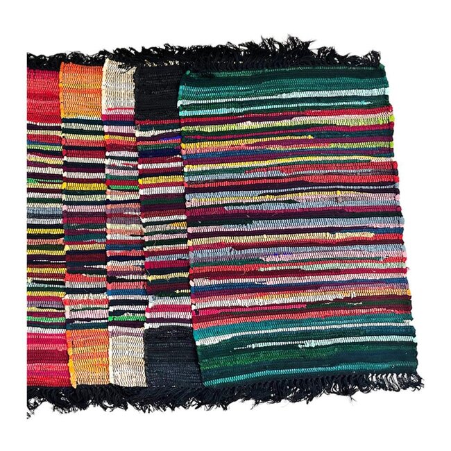 Rag Rug, Black Fringe. Assorted Colours 60 x 90cm