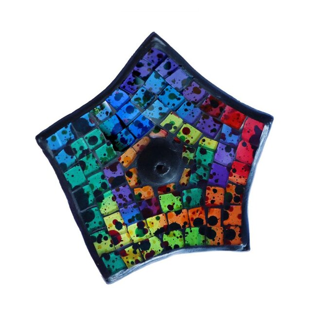 Recycled Glass Mosaic Speckled Star Incense Holder