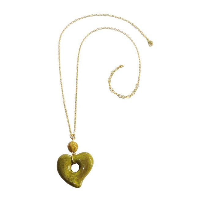 Soapstone Heart Pendant Necklace