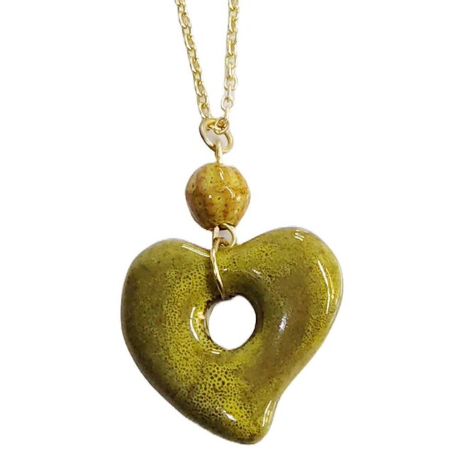 Soapstone Heart Pendant Necklace