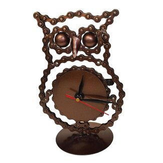 India Recycled Bike Parts Clock - Owl Shape