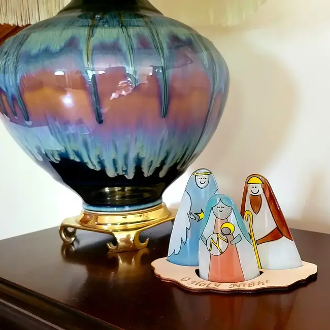 Fused Glass Standing Holy Family Nativity