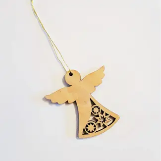 Palestine Carved Olive Wood Angel Ornament