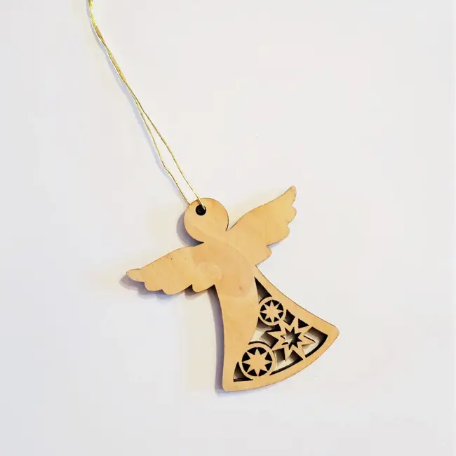 Carved Olive Wood Angel Ornament