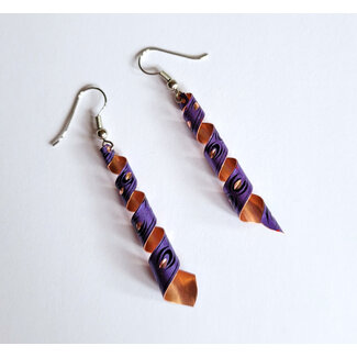 Etched Copper Spiral Dangle Earrings