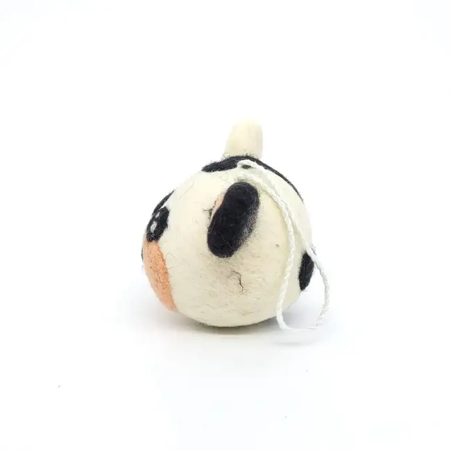 Felted Wool Ball Ornament - Cow