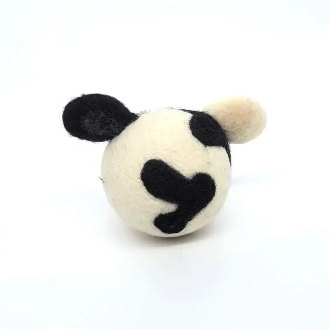 Felted Wool Ball Ornament - Cow