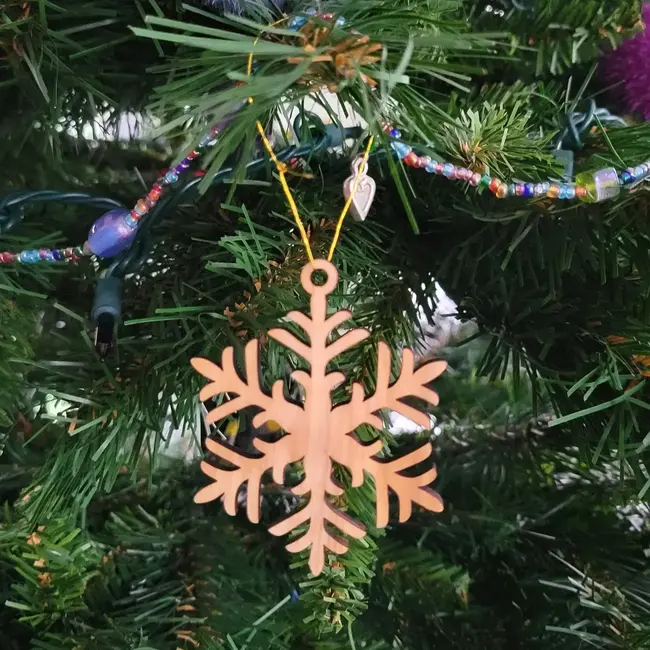 Olive Wood Delicate Snowflake Ornament