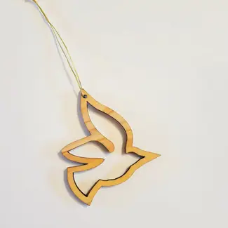 Palestine Olive Wood Open Work Dove Ornament