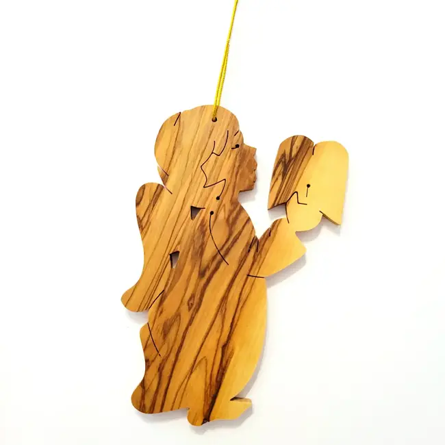 Olivewood Singing Angel Ornament