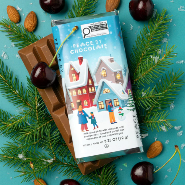 Peace By Chocolate Holiday Bar - Almonds & Cranberries 92g