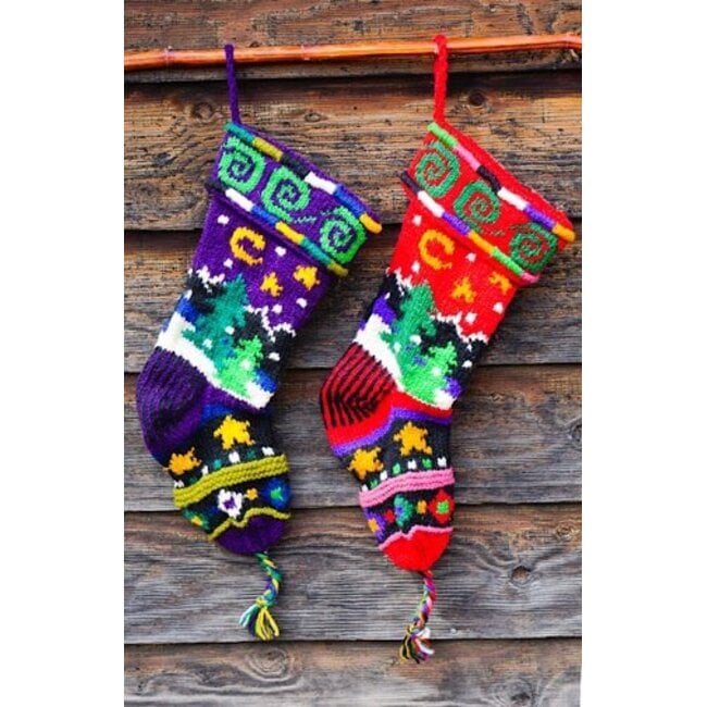 Bright Mountain Tree Christmas Stocking
