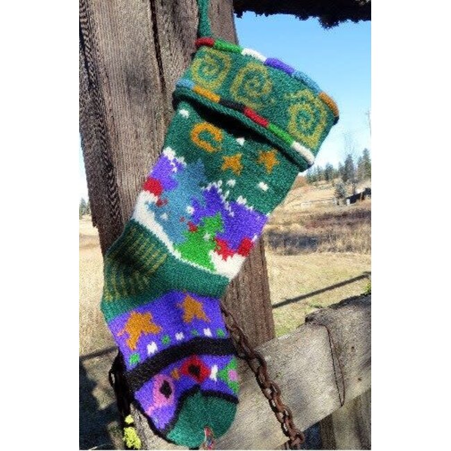 Bright Mountain Tree Christmas Stocking