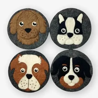 Nepal Trivet - Felted Wool Dog Face