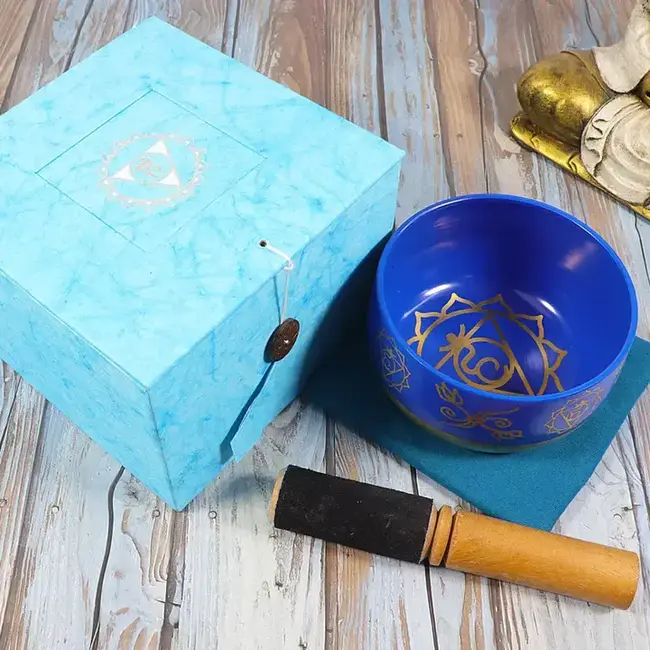 Blue Throat Chakra Singing Bowl (5") Gift Set