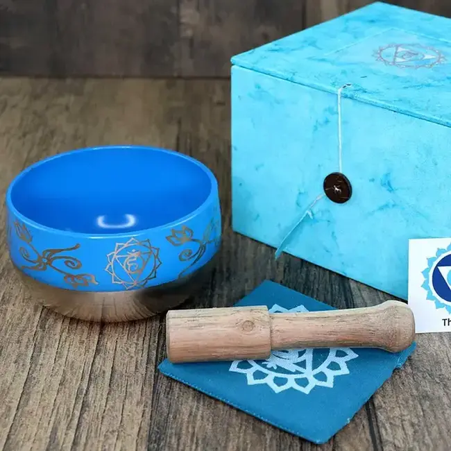Blue Throat Chakra Singing Bowl (5") Gift Set