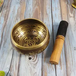India Singing Bowl - Tibetan Etched, Medium
