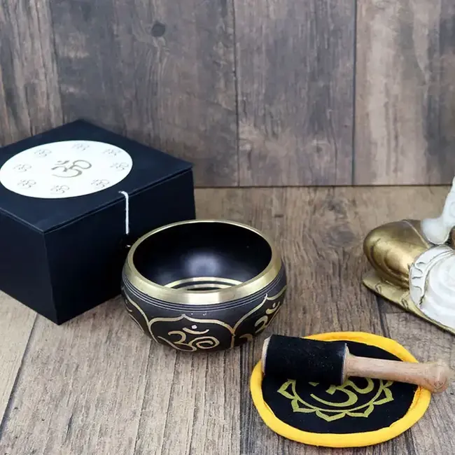 Singing Bowl - Om Script w/ Gift Box