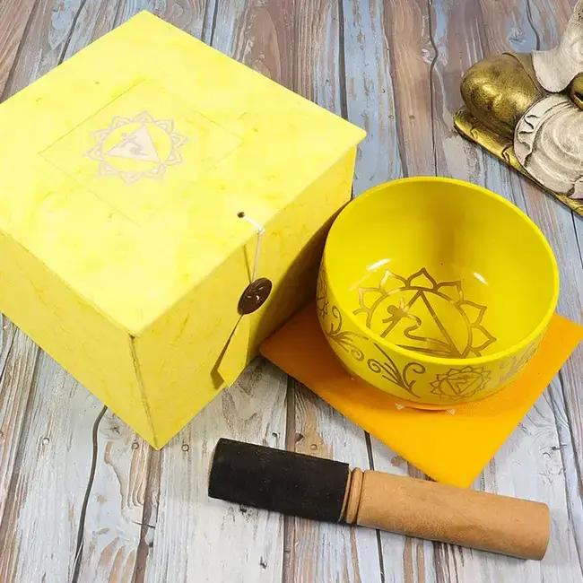 Solar Plexus Yellow Chakra Singing Bowl (5") Gift Set