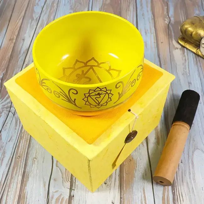 Solar Plexus Yellow Chakra Singing Bowl (5") Gift Set