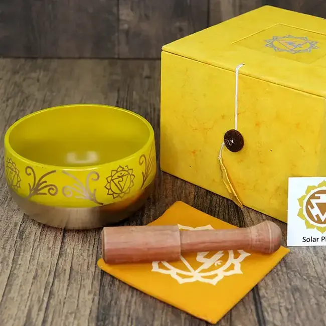 Solar Plexus Yellow Chakra Singing Bowl (5") Gift Set