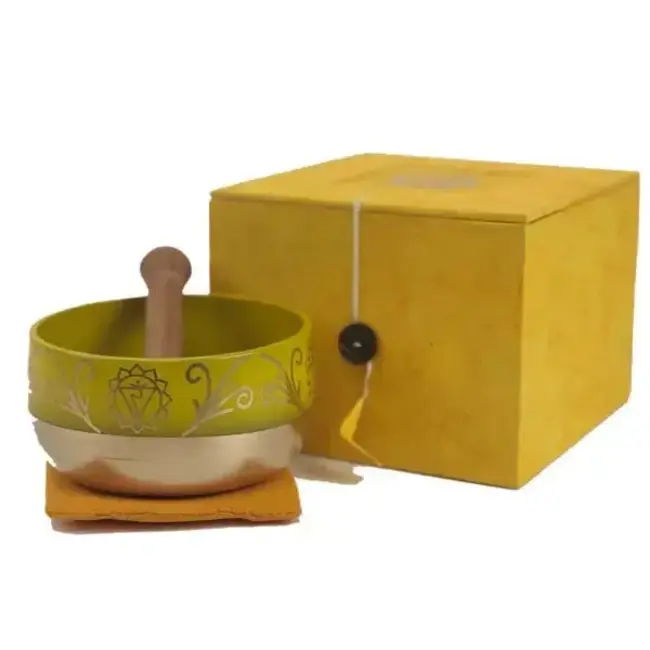 Solar Plexus Yellow Chakra Singing Bowl (5") Gift Set