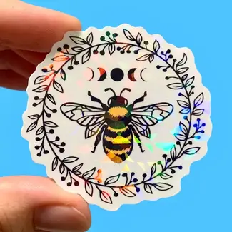 Canada Holographic Bee Moon Phases Sticker