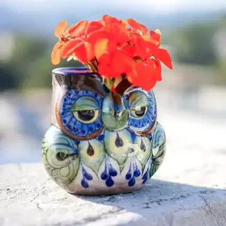 Guatemala Ceramic Owl Planter