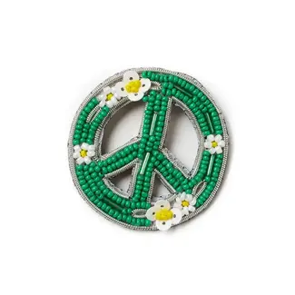 India Bala Mani Beaded Brooch Pin - Peace
