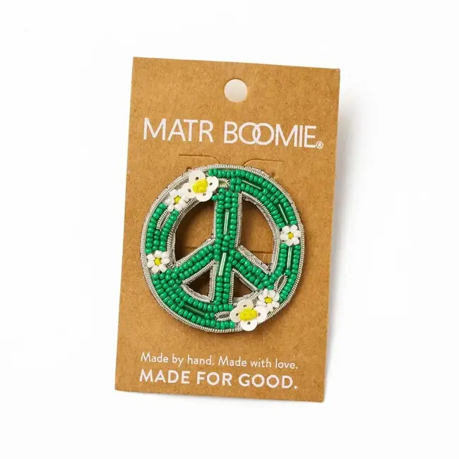 Bala Mani Beaded Brooch Pin - Peace