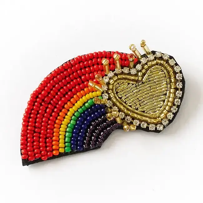 Bala Mani Beaded Brooch Pin - Rainbow